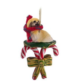 Pekingese - Candy Cane Ornament