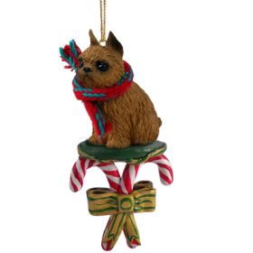 Brussels Griffon - Red - Candy Cane Ornament