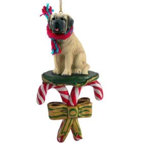 Mastiff - Candy Cane Ornament