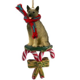 Norwegian Elkhound - Candy Cane Ornament