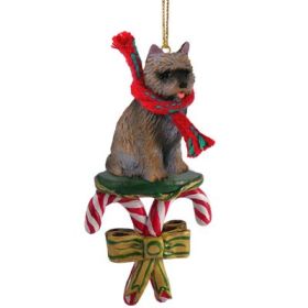 Cairn Terrier - Brindle - Candy Cane Ornament