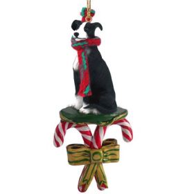 Greyhound - Black and White - Candy Cane Ornament