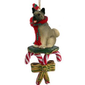 Akita - Gray - Candy Cane Ornament