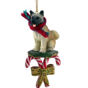 Akita - Fawn - Candy Cane Ornament