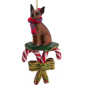 Min Pin - Red and Brown - Candy Cane Ornament