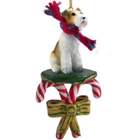 Wire Hair Fox Terrier - Candy Cane Ornament