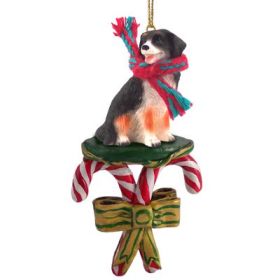 Bernese Mountain Dog - Candy Cane Ornament