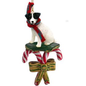 Jack Russell Terrier - Black and White - Rough Coat - Candy Cane Ornament