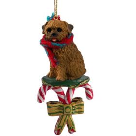 Norfolk Terrier - Candy Cane Ornament