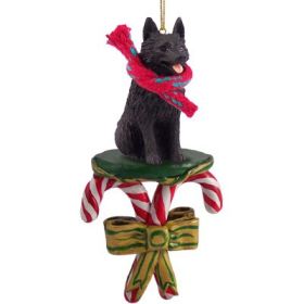 Schipperke - Candy Cane Ornament