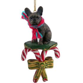 French Bulldog - Candy Cane Ornament