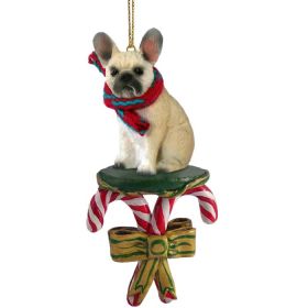 French Bulldog - Fawn - Candy Cane Ornament