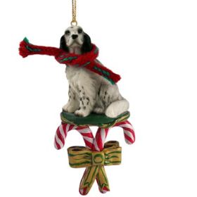 English Setter - Blue Belton - Candy Cane Ornament