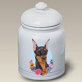 Doberman - Black and Tan - Cropped - Best of Breed TP Ceramic Treat Jar