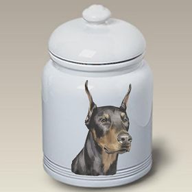 Doberman - Black/Tan - Cropped - Best of Breed Ceramic Treat Jars