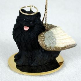 Pomeranian - Black - Angel Ornament