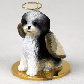 Shih Tzu - Black and White - Sport Cut - Angel Ornament