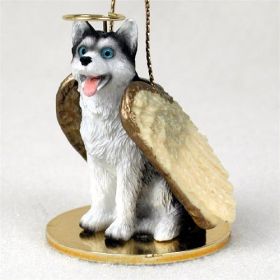 Siberian Husky - Black and White - Blue Eyes - Angel Ornament