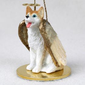 Siberian Husky - Red and White - Blue Eyes - Angel Ornament