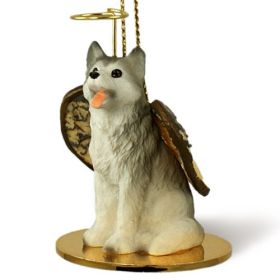 Siberian Husky - Gray and White - Brown Eyes - Angel Ornament