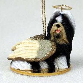 Shih Tzu - Black and White - Angel Ornament