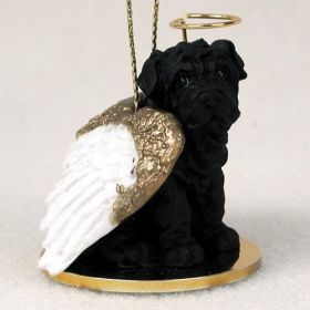 Shar Pei - Black - Angel Ornament