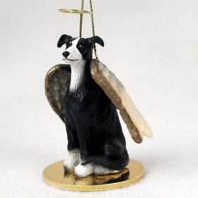 Greyhound - Black and White - Angel Ornament