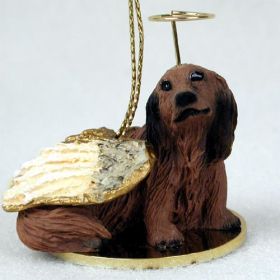 Dachshund - Red - Longhaired - Angel Ornament