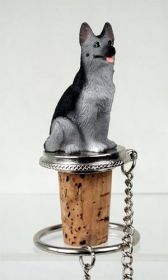 German Shepherd - Silver and Black - Bottle Stopper