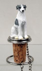 Whippet - Gray and White - Bottle Stopper