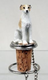 Whippet - Tan and White - Bottle Stopper