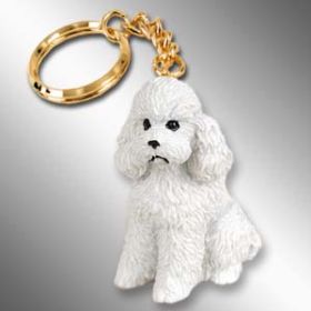 Poodle - Sport Cut - White - Keychain