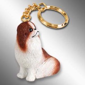 Japanese Chin - Brown and White - Keychain