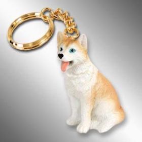 Siberian Husky - Red and White - Blue Eyes - Keychain