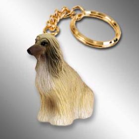 Afghan Hound - Tan and White - Keychain