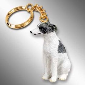 Whippet - Gray and White - Keychain