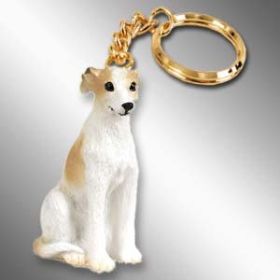 Whippet - Tan and White - Keychain