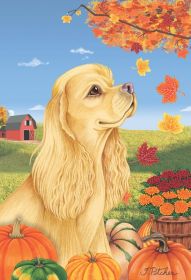 Cocker Spaniel - Blonde - Best of Breed Autumn Leaves Garden Flag