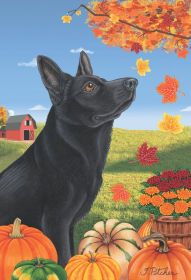 German Shepherd - Black - Best of Breed Autumn Leaves Garden Flag