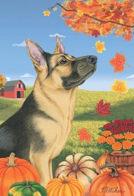 German Shepherd - Black and Tan - Best of Breed Autumn Leaves Garden Flag