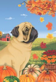 Pug - Fawn - Best of Breed Autumn Leaves House Flag