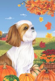 Shih Tzu - Brown - Best of Breed Autumn Leaves Garden Flag