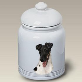 Wire Hair Fox Terrier - White, Tan and Black - Best of Breed Ceramic Treat Jar