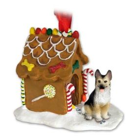 German Shepherd - Black & Tan - Gingerbread House Ornament