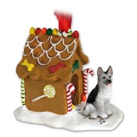 German Shepherd - Black & Silver Gingerbread House Ornament