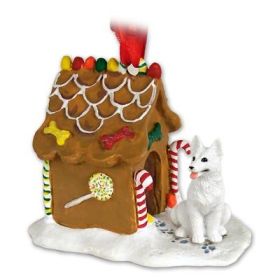 German Shepherd - White - Gingerbread House Ornament