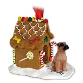 Boxer - Tawny - Uncropped - Gingerbread House Ornament