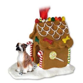 Boxer - Brindle - Uncropped - Gingerbread House Ornament