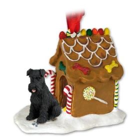 Schnauzer - Black - Uncropped - Gingerbread House Ornament