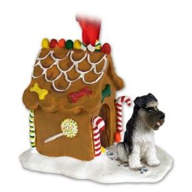 Schnauzer - Gray - Uncropped - Gingerbread House Ornament